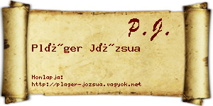 Pláger Józsua névjegykártya